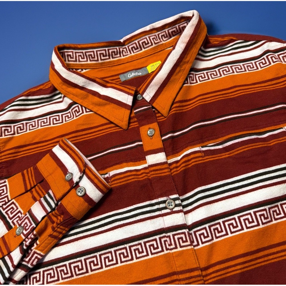 Cabelas Shirt Mens XXL Chamois Aztec Southwestern Button Up Flannel